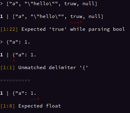 Example json errors