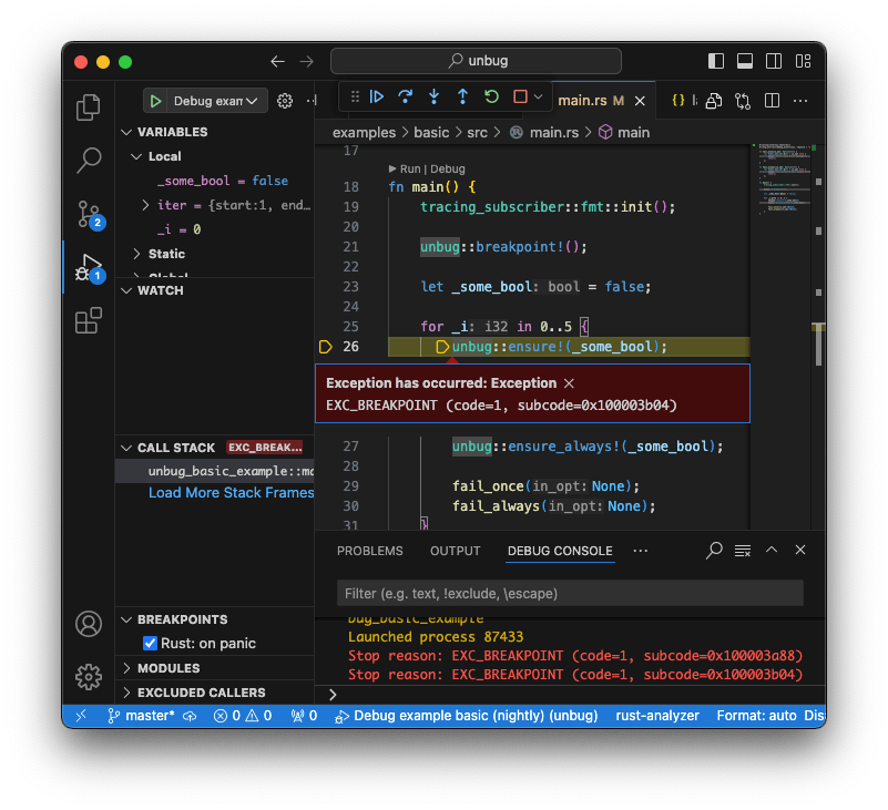 VSCode debugging example