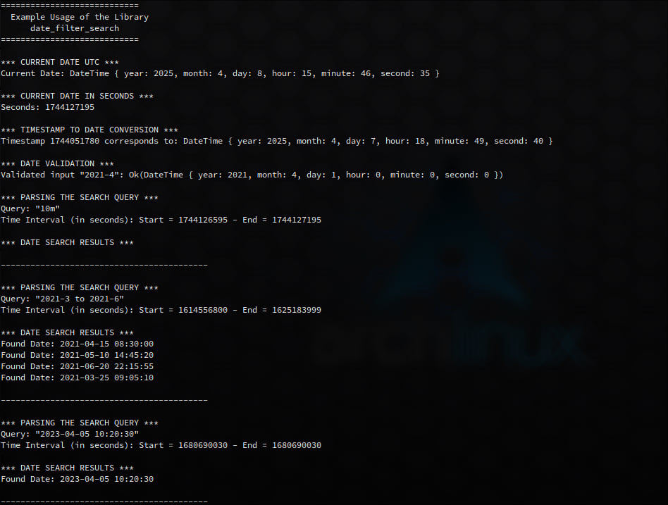 Demo Output Screenshot