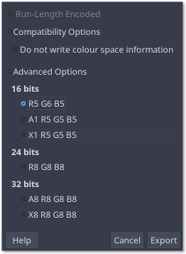 The GIMP RGB565 export option.