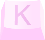 Image of a keycap with the letter K on it in pink tones