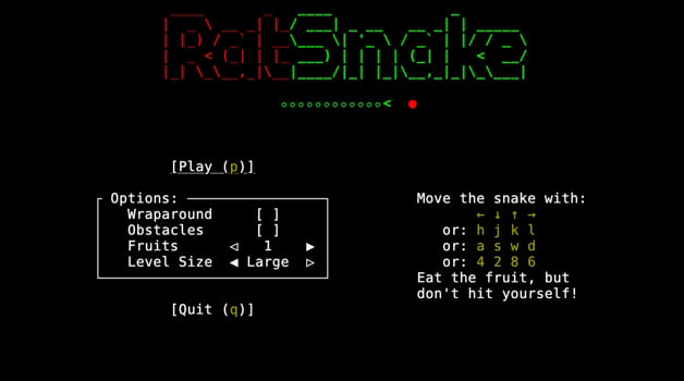Screenshot of the main menu