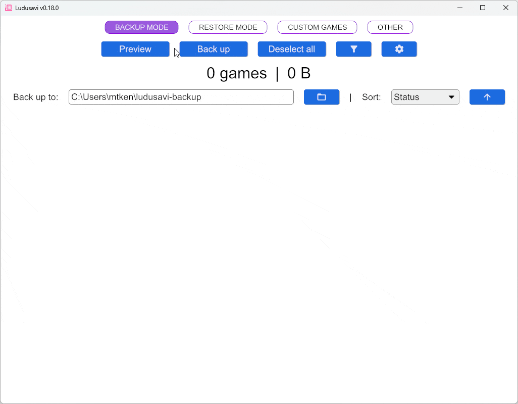 GUI demo of previewing a backup