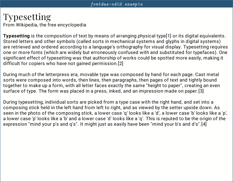 Screenshot of some text from Wikipedia rendered using this crate.
