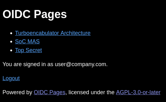 OIDC Pages index