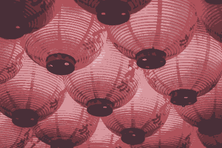 Lanterns with purple cast