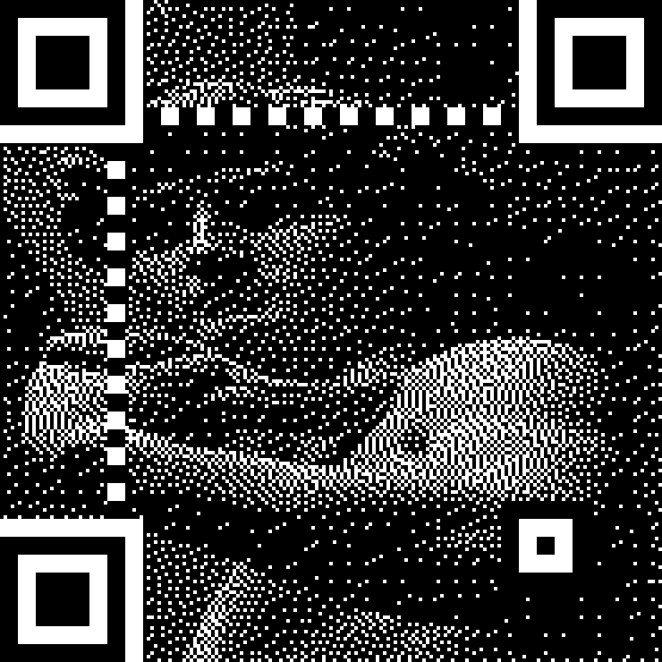 Dithered QR code for this repo with the statue of David as a background image