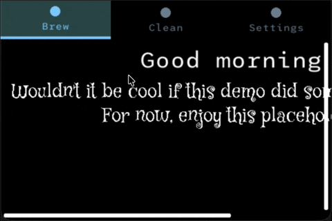 Partially working espresso machine UI