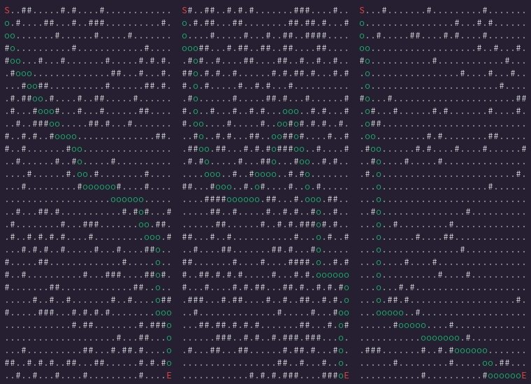 terminal screenshot showing off paths from start to end