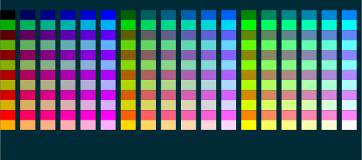 Termsnap output of a dump of indexed terminal colors