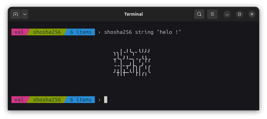 a sha256 preview of string "helo !"