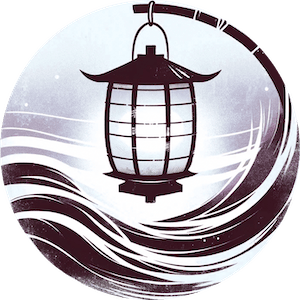 git-sumi logo: a lantern held on a bamboo stick over the sea