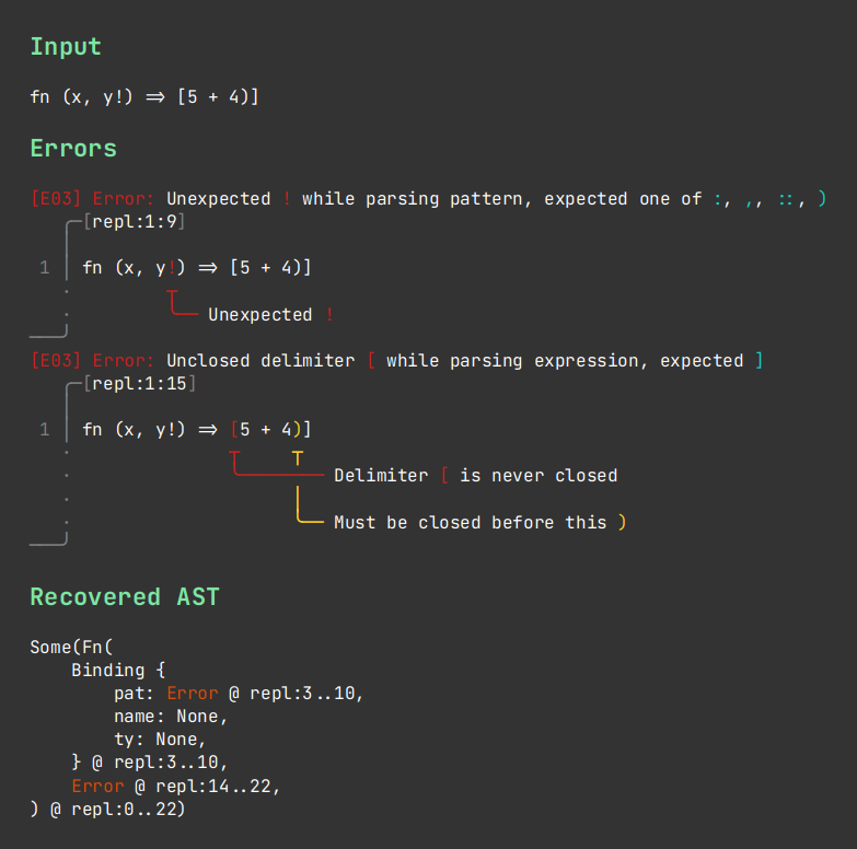 Example usage with my own language, Tao