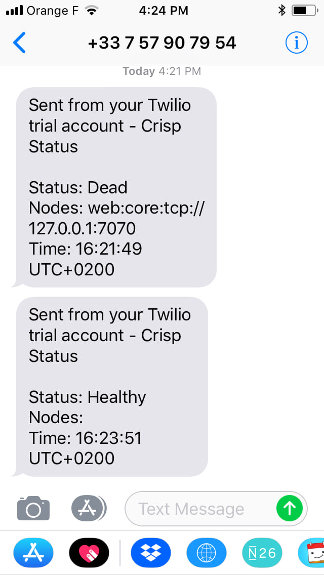 Vigil alerts on iPhone (Twilio SMS)