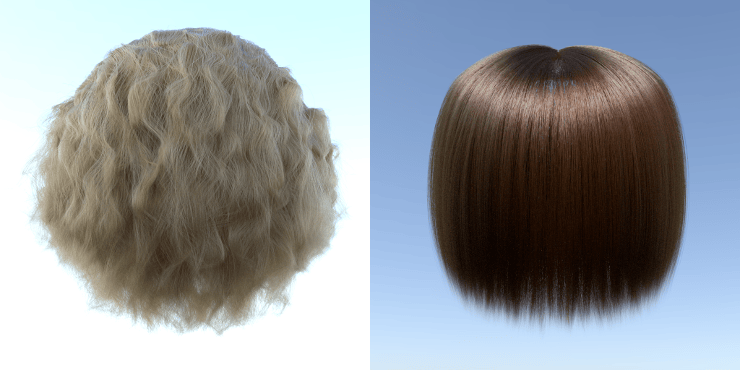 Curly and straight hair rendered by Rust version of PBRT