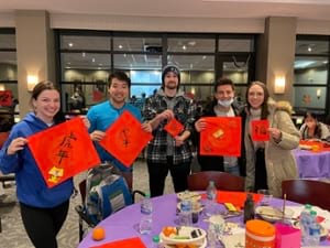 <b>Students drew Chinese calligraphy at the Asian New Year celebration</b><br /> 