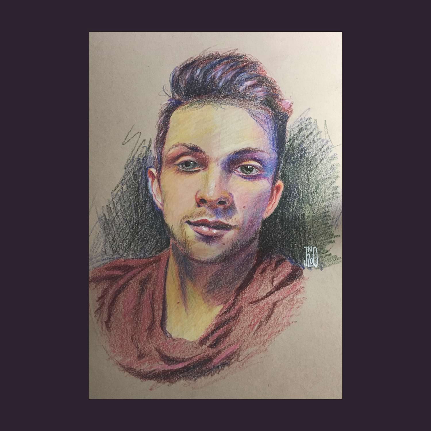  Jordan Oakey. Portrait of Chris. Prismacolor pencil. 2020.