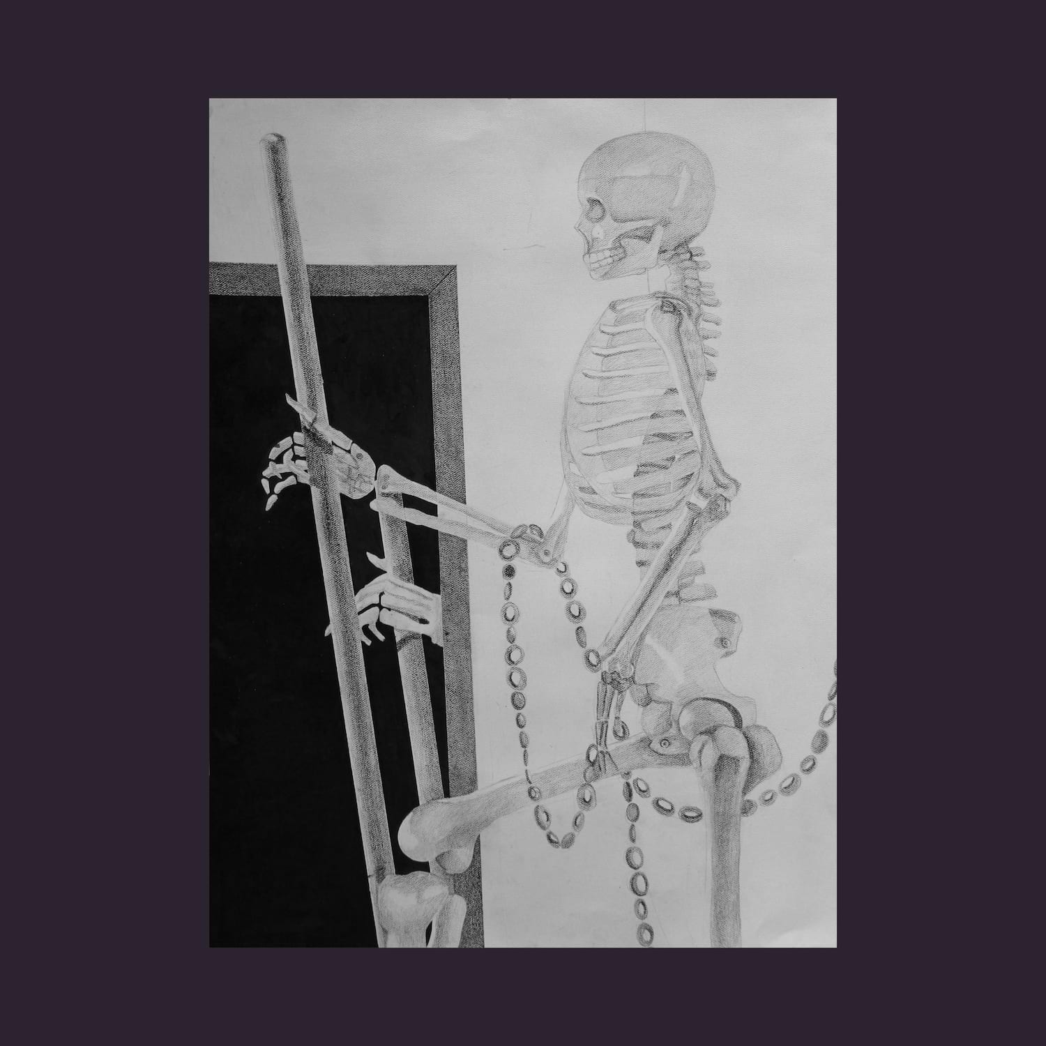  Juliana Castano Olivares. Skeleton with Mirror. Crayon. 2019.