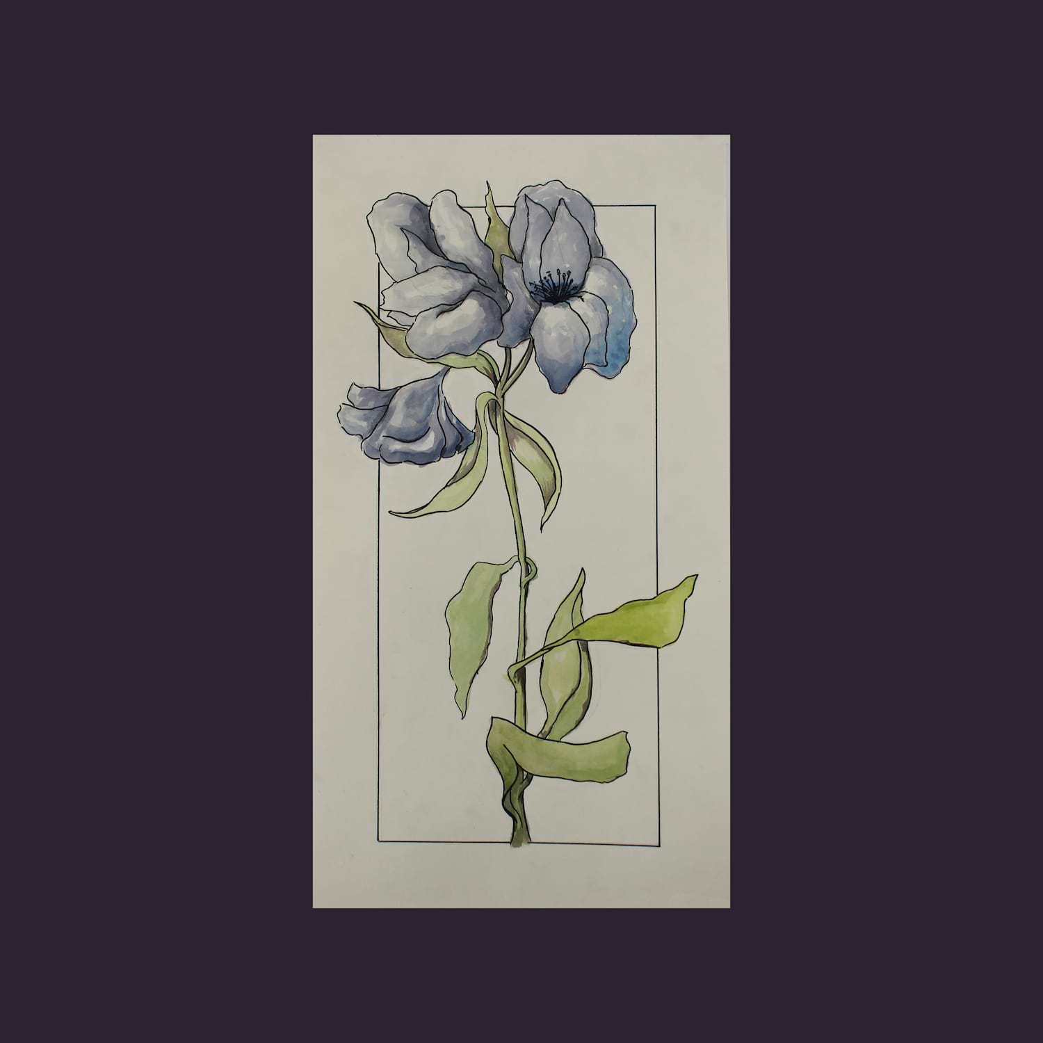  Gabrielle Verbeke-O'Boyle. Blue Flower with Border. Mixed media. 2020.