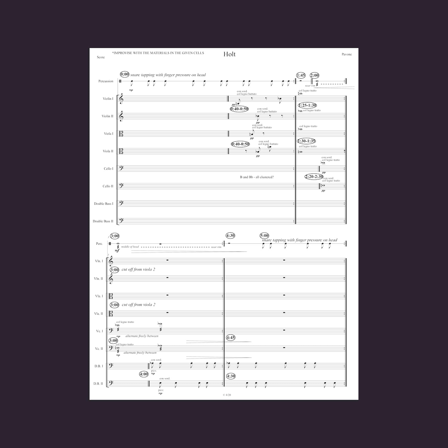  Jessica Pavone. Lull: Holt.  Musical composition. 2019-2020. 