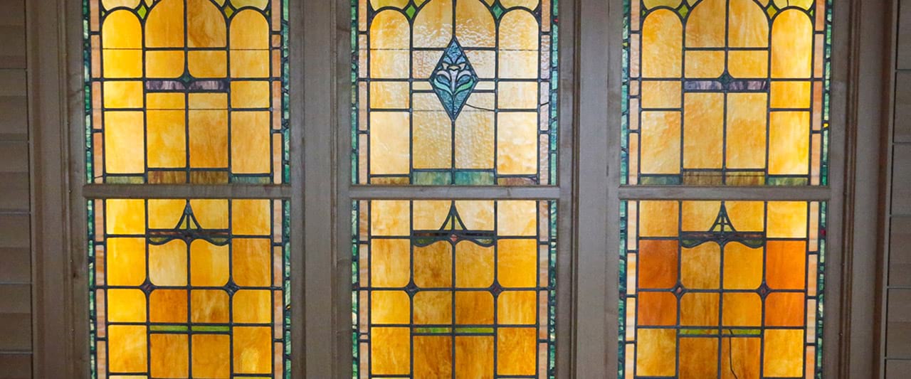  Zoomed view of the stained glass window in the missionary ministry chapel.