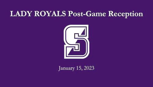 A graphic that reads "Lady Royals Post-Game Reception January 15, 2023."