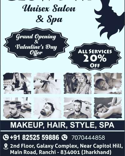 Glow day unisex salon and spa in Ranchi