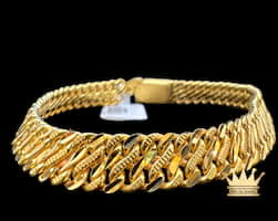 22k yellow  gold handmade solid men’s bracelet grams 41.48 price $4300 length 8.6’t inches wide 9.4 mm