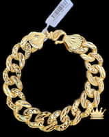 22k yellow gold handmade bracelets with diamond cuts grams 59.62 price $6200 length 8.75 inches wide 14.8mm