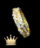 18k yellow gold band with cubic zirconia stone on it price $495 usd weight 4.45 grams size 5.75 5 mm