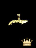 18K Handmade Cuba Charm with Diamond Cut Border