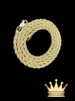 18k Two Tone Rope Chain with Diamond-Cut Beads