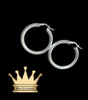 925 sterling silver 3D hoop earring pair price $175 dollars weight 5.86 gram 1.5 inch 4 mm