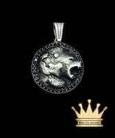 925 sterling silver solid handmade bear pendant with black color and cubic zirconia    weight  6.21 grams 1 inches