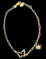 18k yellow gold butterfly paper clip style women’s bracelet 1.83 grams price $225