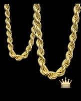18karat gold rope chain size 28.25 inch thickness 7.5mm weight 25.850 price $2700.00