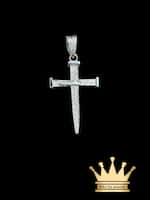 Custom Made Solid Silver Three Nail Cross Charm Pendant