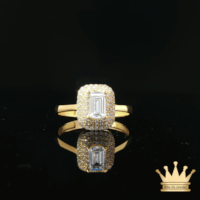 14k Yellow Gold Multistone Ring with Emerald Cut C.Z