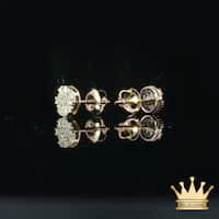 14K Gold Round Diamond Cluster Stud Earrings – 0.50 CT Total Weight