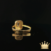 14k Yellow Gold Multistone Ring with Emerald Cut C.Z
