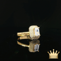 14k Yellow Gold Multistone Ring with Emerald Cut C.Z
