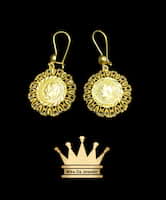 21k yellow gold dangling earring pair price $500 usd weight 4.56 grams size 0.75 inches