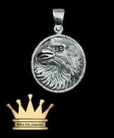 925 sterling silver solid handmade circle eagle pendant price $275 weight 11.3 grams 1.25 inches