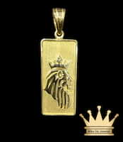 18k solid handmade customized pendant with lion face and crown on it    weight 18.35 grams size 1.25 inches width 15 mm