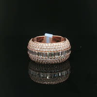 Rose Gold Diamond Eternity Ring with Baguette Center