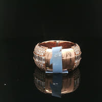 Rose Gold Diamond Eternity Ring with Baguette Center
