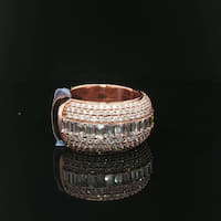 Rose Gold Diamond Eternity Ring with Baguette Center
