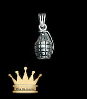 925 sterling silver solid handmade Grenade pendant price $250 dollars weight 11.3 grams 0.75 inches