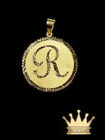 22K Gold Custom Made Circle Initial Charm