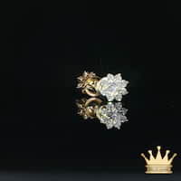 14K Gold Diamond Flower Stud Earrings – Full Cluster Sparkle